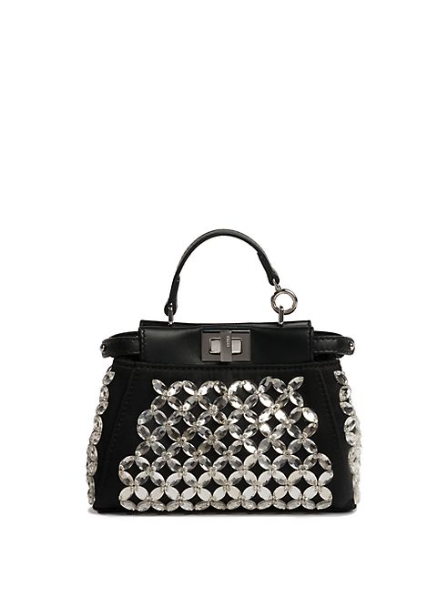 Fendi - Micro Peekaboo Embroidered Crystal Satchel