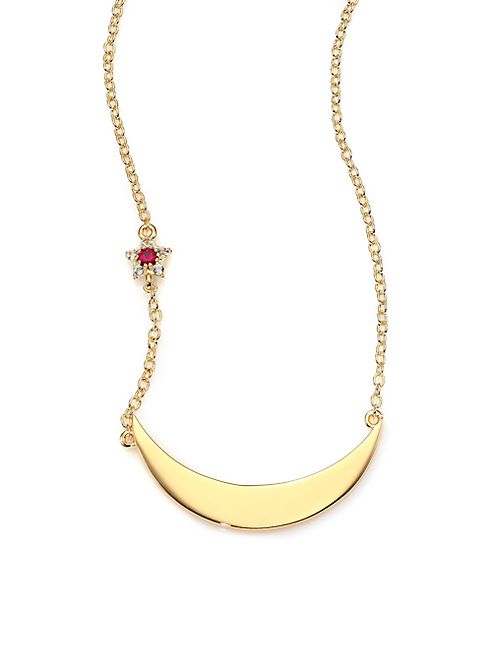 Elizabeth and James - Lunette Luna Ruby & White Topaz Pendant Necklace