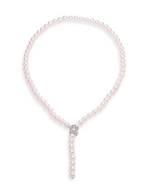 Mikimoto - 7MM-7.5MM White Cultured Akoya Pearl & 18K White Gold Lariat Necklace/22