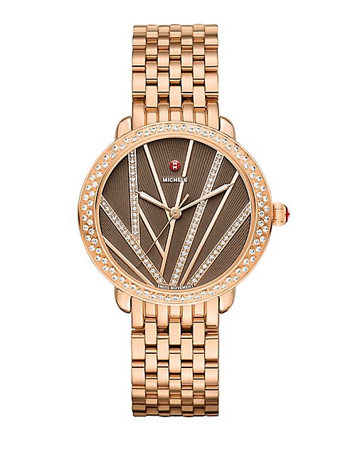 Michele Watches - Serein Mid City Lights Rose Goldtone Stainless Steel Bracelet