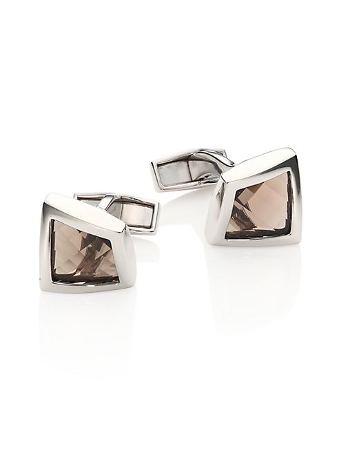 Tateossian - Twisted Smoky Quartz & Sterling Silver Cuff links