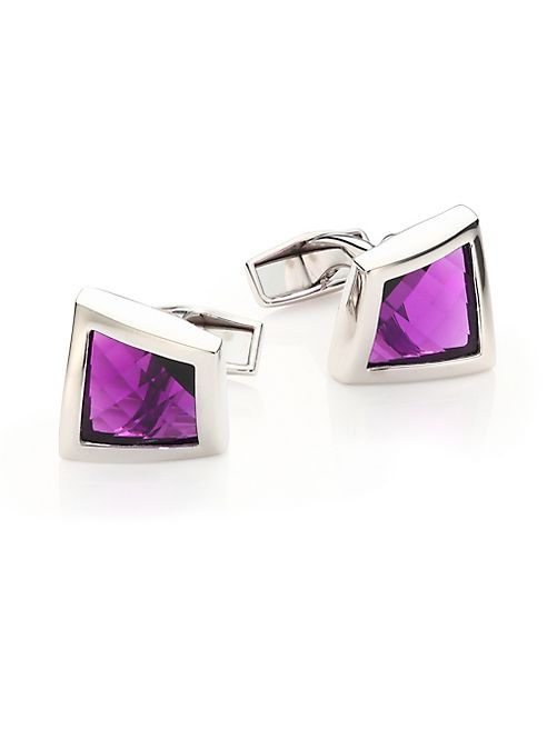 Tateossian - Twisted Amethyst & Sterling Silver Cuff Links