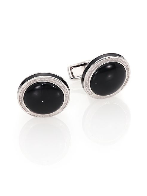 Tateossian - Round Sterling Silver &Black OnyxCuff Links