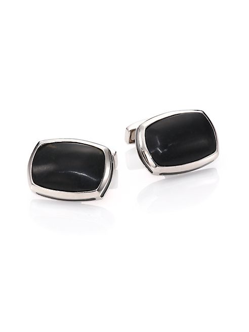 Tateossian - Onyx & Sterling Silver Rectangular Cuff Links