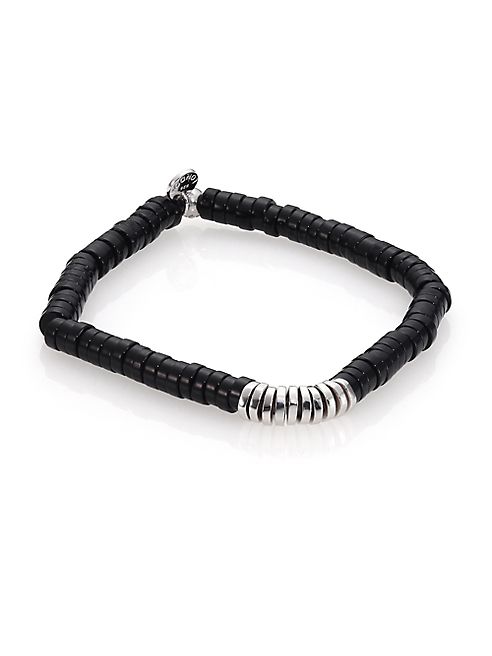 Tateossian - Onyx & Sterling Silver Bamboo Bracelet