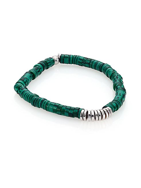 Tateossian - Malachite & Sterling Silver Bamboo Bracelet