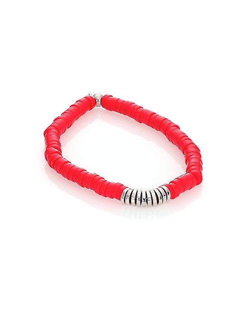 Tateossian - Coral & Silver Disc Bamboo Bracelet