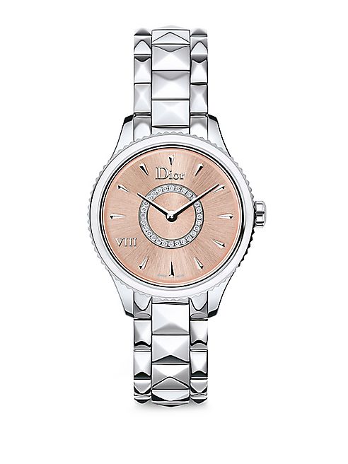 Dior - Dior VIII Montaigne Diamond, Mother-Of-Pearl & Two-Tone Stainless Steel Bracelet Watch