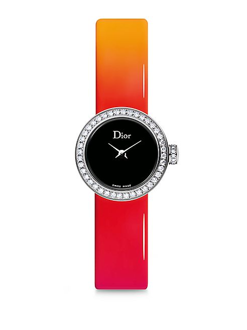 Dior - La Mini D de Dior Diamond, Stainless Steel & Gradient Patent Leather Strap Watch