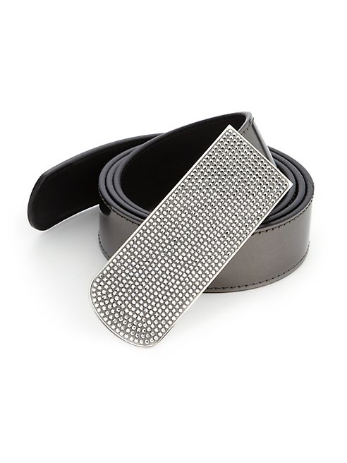 Giuseppe Zanotti - Crystal-Buckle Leather Belt