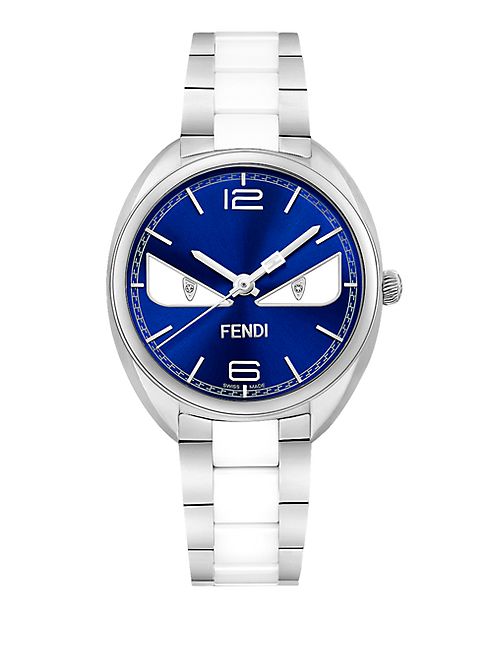 Fendi - Momento Fendi Bug Diamond, Stainless Steel & Ceramic Bracelet Watch