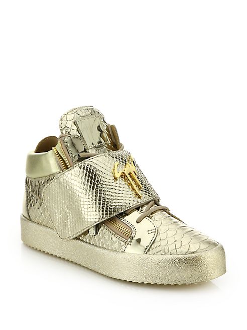 Giuseppe Zanotti - Snake Print Grip-Tape Low-Top Sneakers