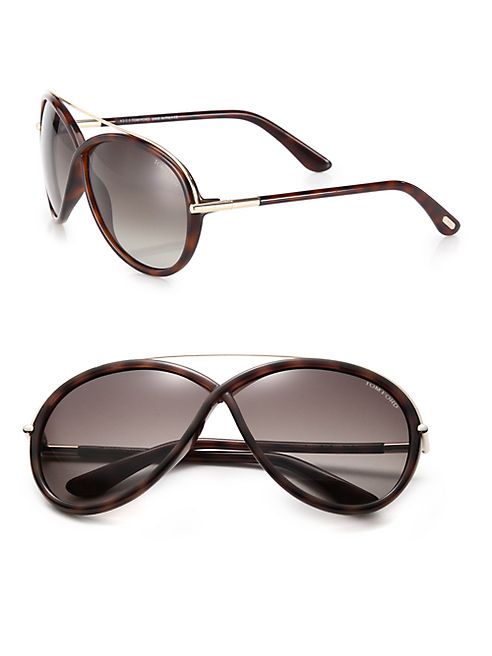 Tom Ford Eyewear - 64mm Injected Oversized Oval Sunglasses