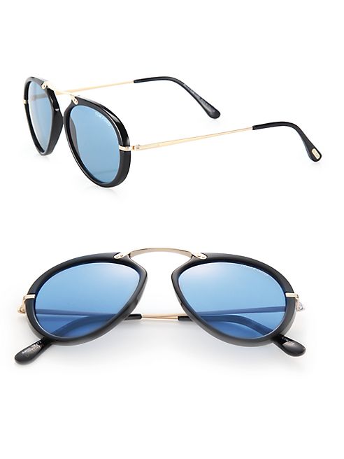 Tom Ford Eyewear - 53MM Round Acetate & Metal Sunglasses