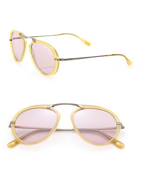 Tom Ford Eyewear - 53MM Round Acetate & Metal Sunglasses