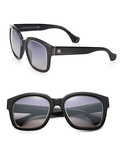 Balenciaga - 52MM Square Acetate & Metal Sunglasses