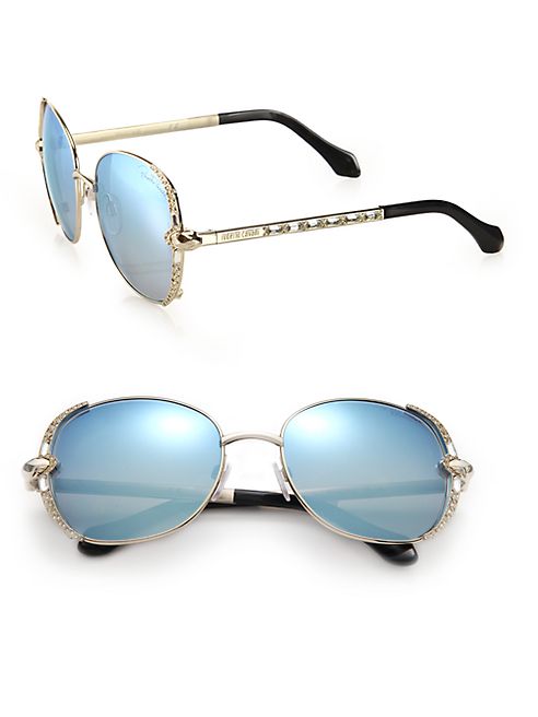 Roberto Cavalli - 56MM Metal & Swarovski Crystal Sunglasses