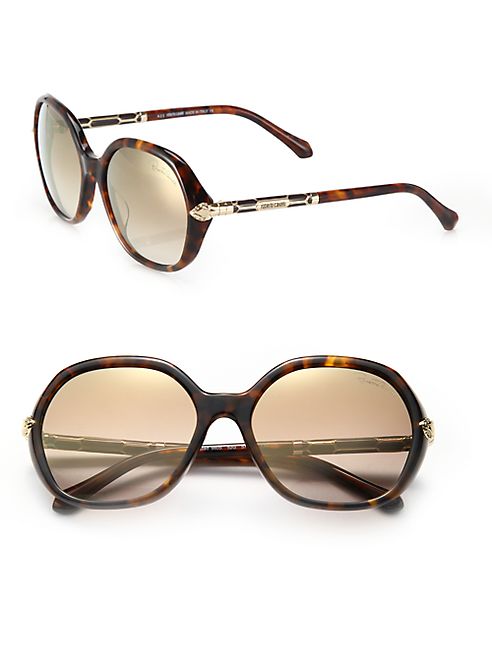 Roberto Cavalli - 57MM Round Crystal-Detailed Acetate & Metal Sunglasses