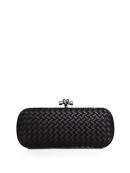 Bottega Veneta - Satin & Snakeskin Intrecciato Knot Clutch