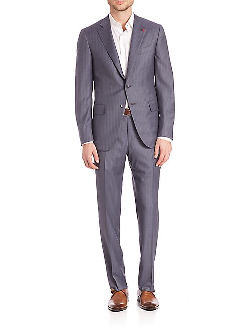 ISAIA - Grey & Blue Plaid Suit