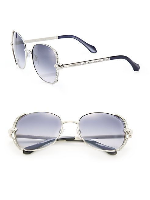 Roberto Cavalli - 56MM Swarovski-Embellished Metal Sunglasses