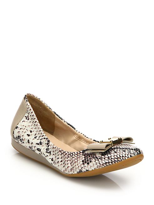 Cole Haan - Tali Snake-Embossed Leather Ballet Flats