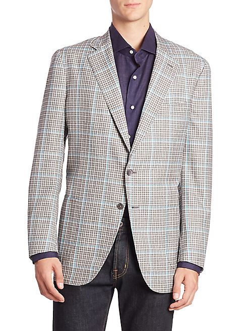 ISAIA - Windowpane Button-Front Sportcoat