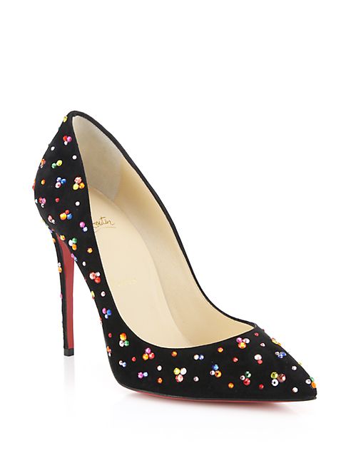 Christian Louboutin - Pigalle Follies 100 Crystal & Suede Pumps