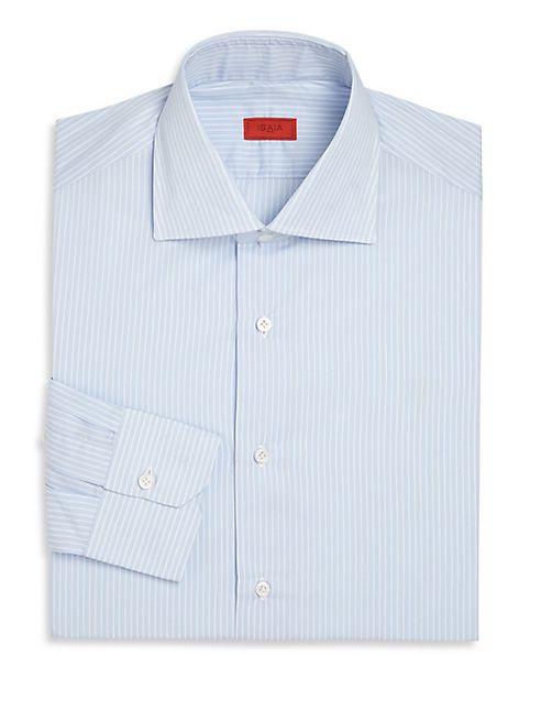 ISAIA - Blue & White Striped Button-Up