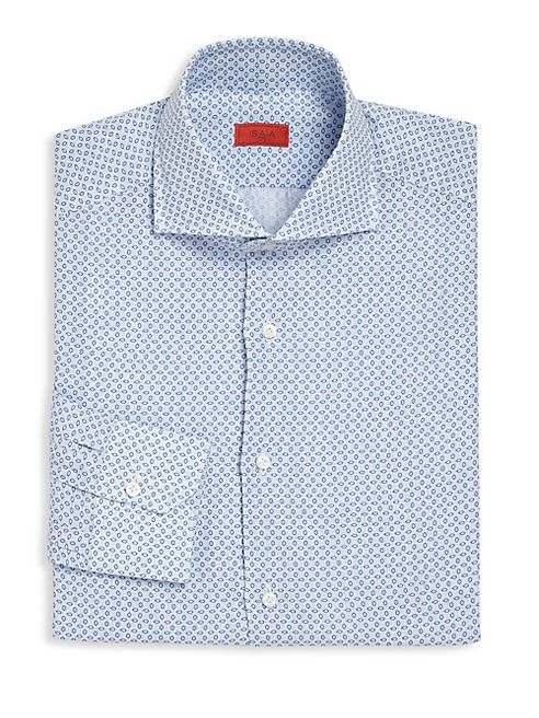 ISAIA - Blue & White Printed Button-Up