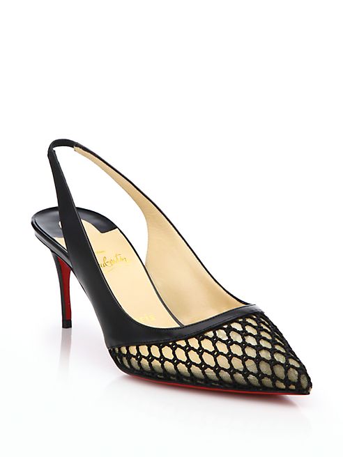 Christian Louboutin - Miluna Sling 70 Mesh & Patent Leather Slingback Pumps