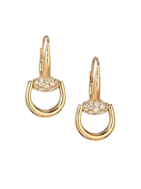 Gucci - Horsebit Diamond & 18K Yellow Gold Drop Earrings