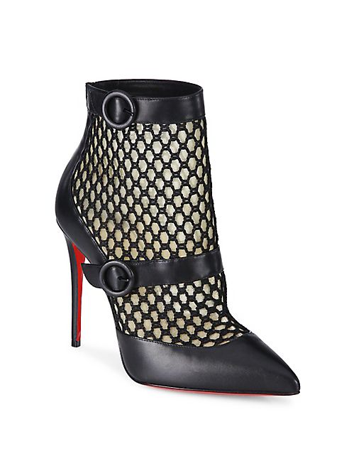 Christian Louboutin - Boterboot 100 Leather & Mesh Booties