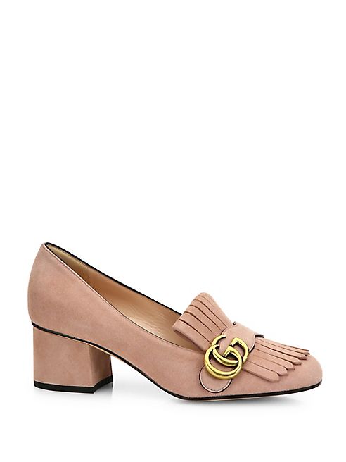 Gucci - Marmont GG Suede Block Heel Pumps