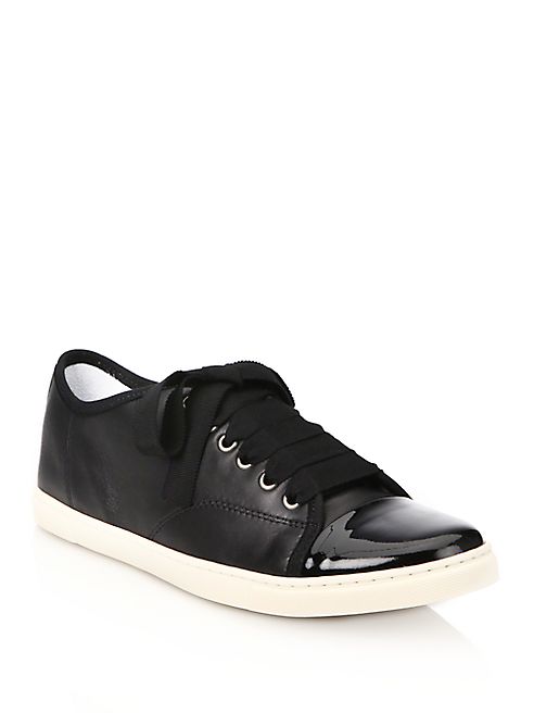 Lanvin - Patent Cap Toe Leather Low-Top Sneakers