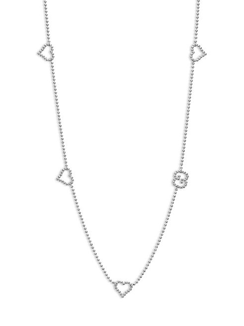 Gucci - Boule Heart & Interlocking G Sterling Silver Station Necklace