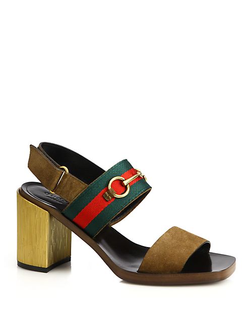 Gucci - Querelle Suede & Wood Stripe Sandals