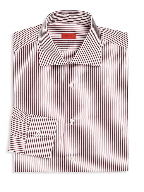 ISAIA - Burgundy Striped Button-Up