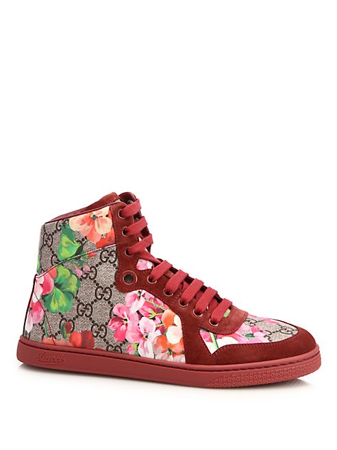 Gucci - Marine Floral-Print Canvas & Suede Sneakers