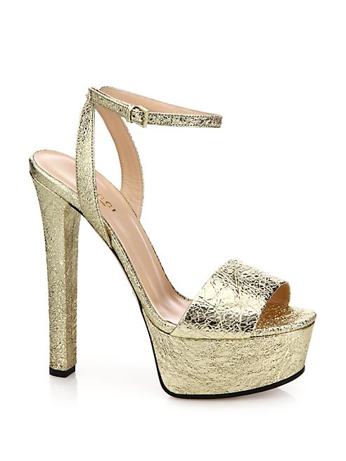 Gucci - Leila Metallic Leather Platform Sandals