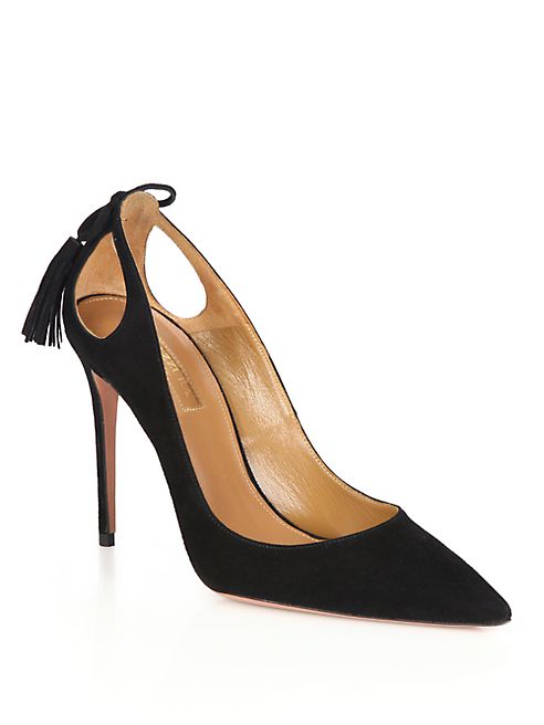 Aquazzura - Forever Marilyn Cutout Suede Point Toe Pumps