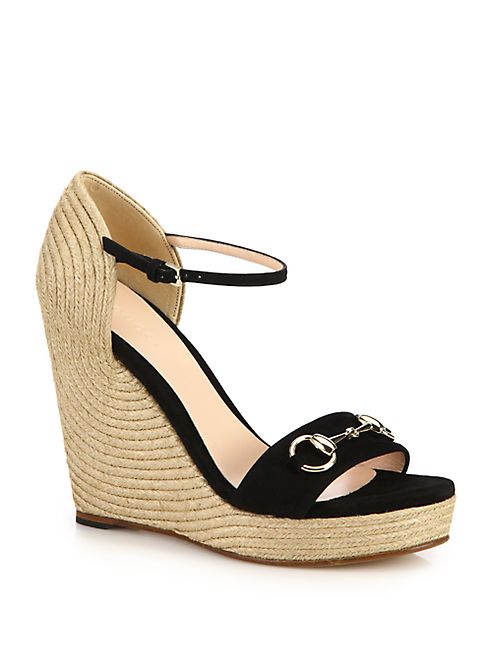 Gucci - Carolina Suede Espadrille Wedge Sandals