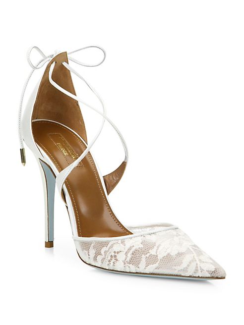 Aquazzura - Matilde Lace & Leather Bridal Pumps