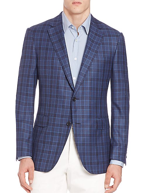 Saks Fifth Avenue Collection - Samuelsohn Classic-Fit  Tonal Glencheck Plaid Blazer