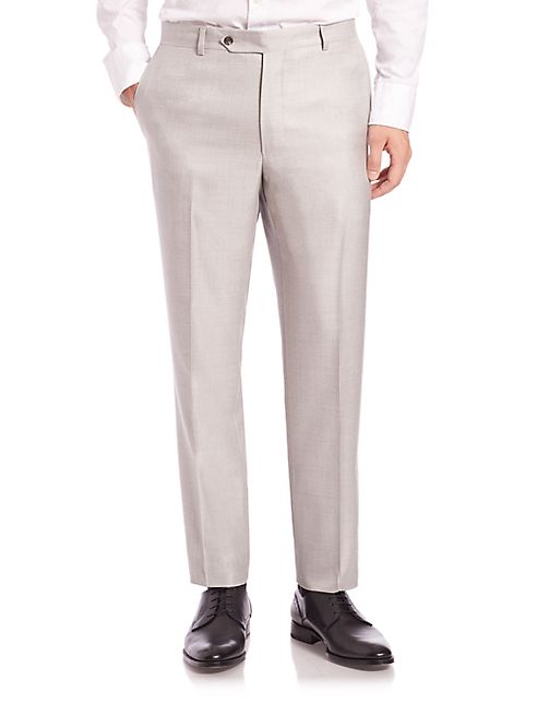 Saks Fifth Avenue Collection - Samuelsohn Classic-Fit  Pleated Wool & Silk Trousers