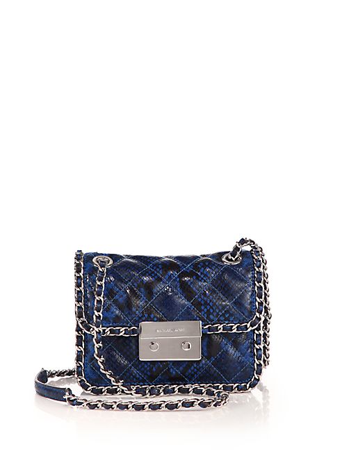 MICHAEL MICHAEL KORS - Carine Medium Quilted Snake-Embossed Leather Shoulder Bag