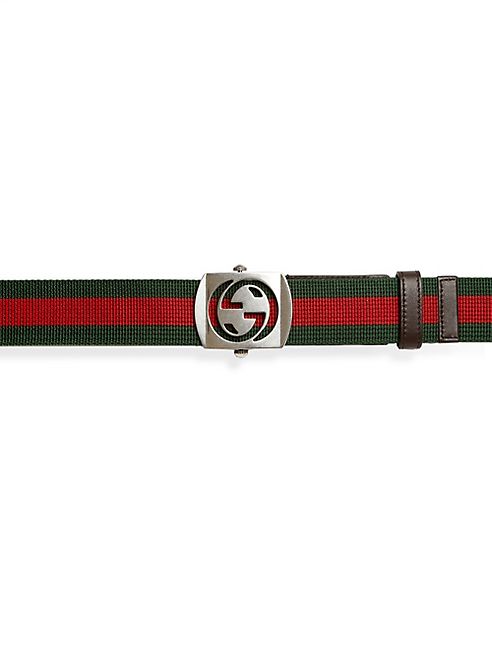 Gucci - Leather Trim Canvas Belt