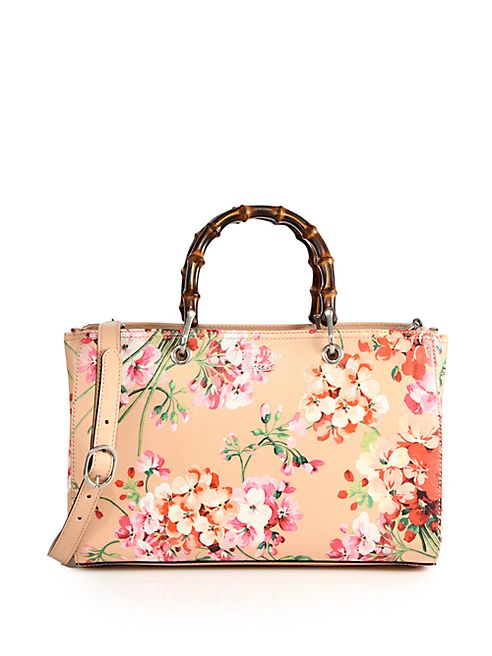 Gucci - Bamboo Shopper Blooms Leather Tote