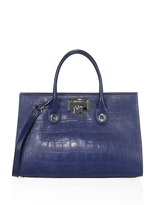 Jimmy Choo - Riley Croc-Embossed Satin Leather Tote