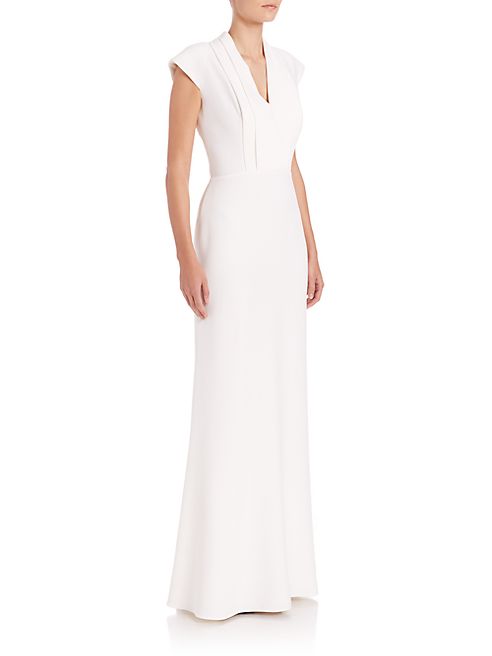 Alexander McQueen - V-Neck Cap-Sleeve Gown